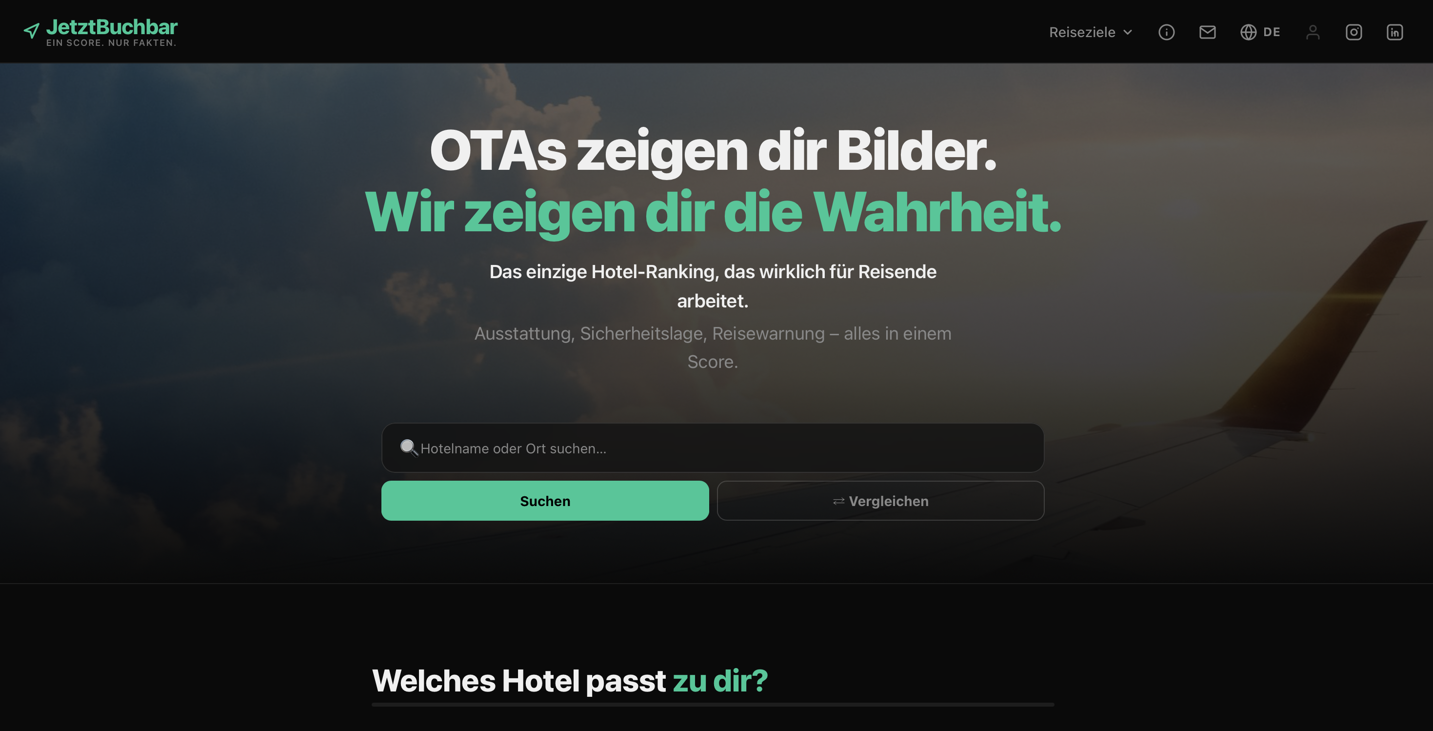 Startseitenansicht von jetztbuchbar.de